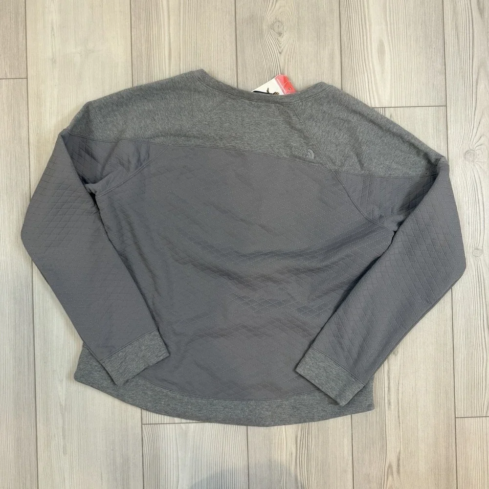 NWT The North Face Womens‎ Large Recover-Up Crew Sweater Sweatshirt Gray Quilted